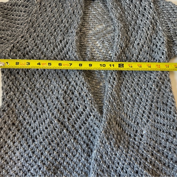 Eileen Fisher Eco Pebble Ash Cardigan Wool Alpaca Open Knit Gray Women Small - Picture 12 of 15